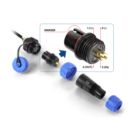 Outdoor power socket & plug - 4 PIN set (pin and input/output)